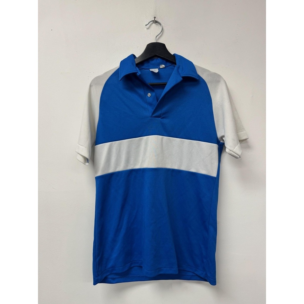Vintage Hilton Bowling Polo Shirt Mens Small Blue White Colorblock‎ USA YABA